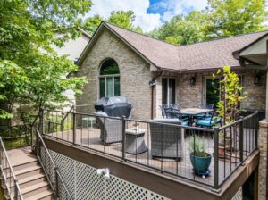 Aluminum deck railing installed on a Tennessee home by Jeff Woods Construction